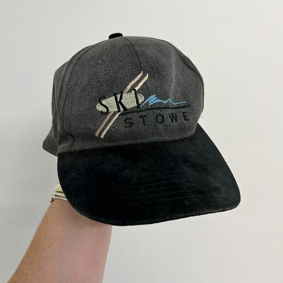 EXP Headwear vintage Ski Stowe Vermont suede baseball hat